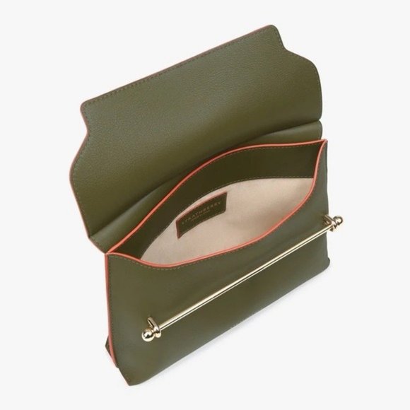 Strathberry Convertible Crossbody Stylist Bamboo Fire Edge NWT Gold Chain Strap - Picture 6 of 9